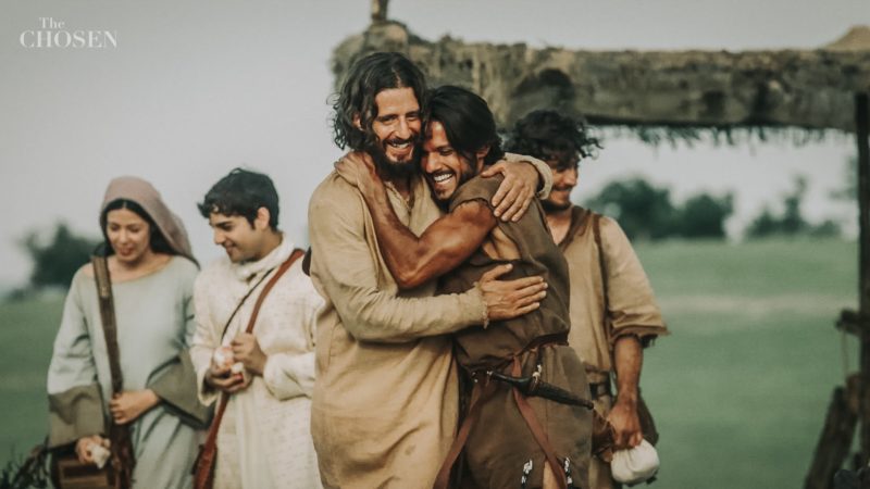 Jesus and Simon Peter hugging